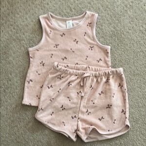 H&M girls terry cherry tank and short set pink 4T NWT